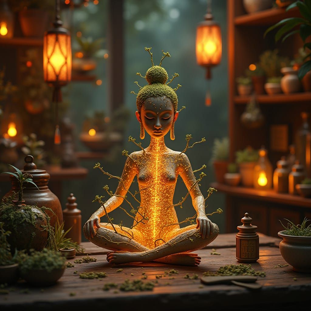 Ethereal Meridian Doll in Golden Chinese Apothecary