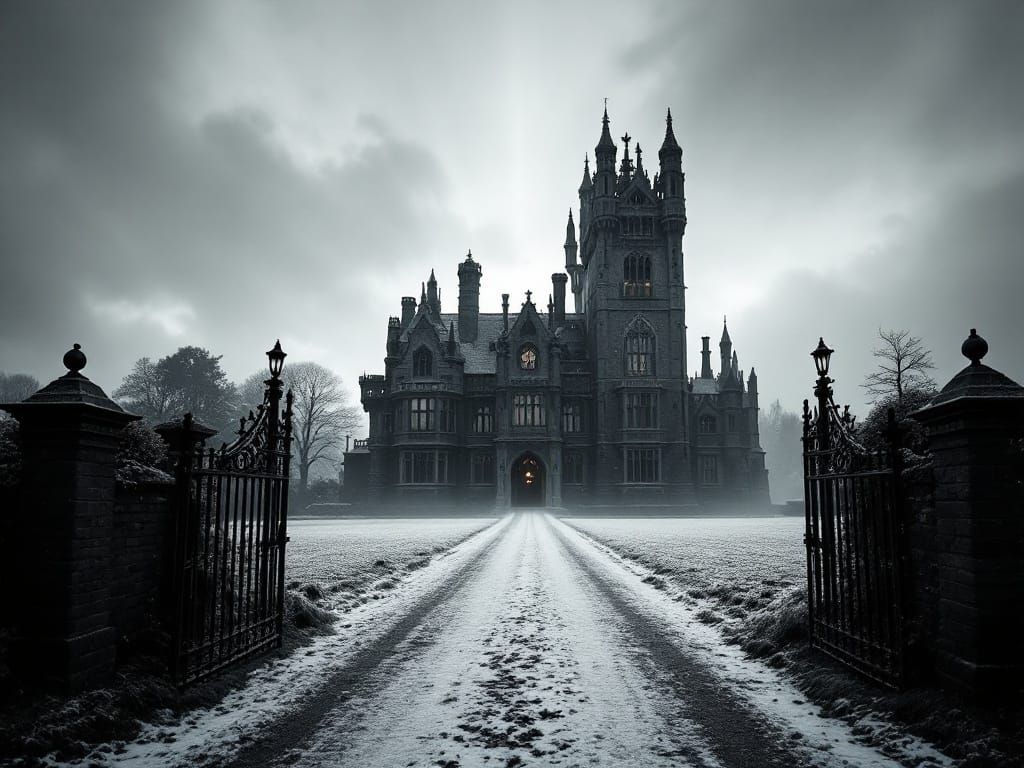 Eerie Gothic Mansion at Dawn in Cumbria