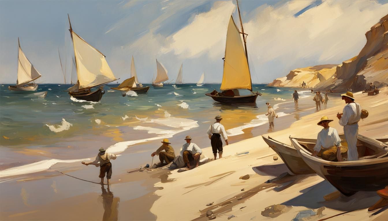 Picturesque Beach Scene Inspired by Spanish Impressionism