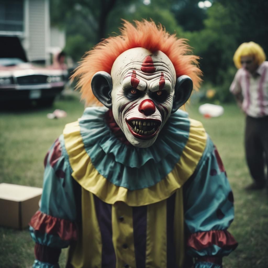 Cinematic Zombie Monkey Clown at Yard Sale