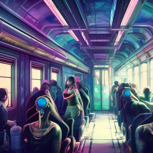 Cyberpunk Train Car Reveals Decayed Cityscape