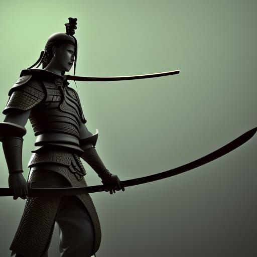 Samurai and Dragon in 3D Digital Art