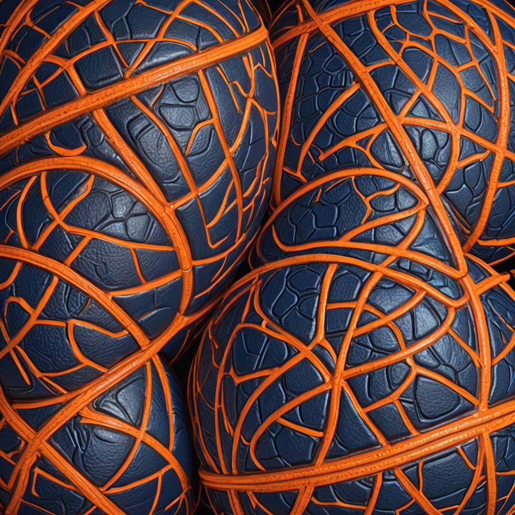 Macro Shot of Fantasy NBA Basketballs in Vibrant Style
