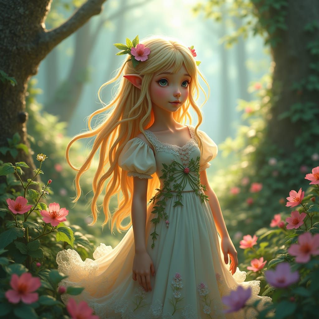 Cottagecore Fairy with Dreadlocks in Enchanted Forest