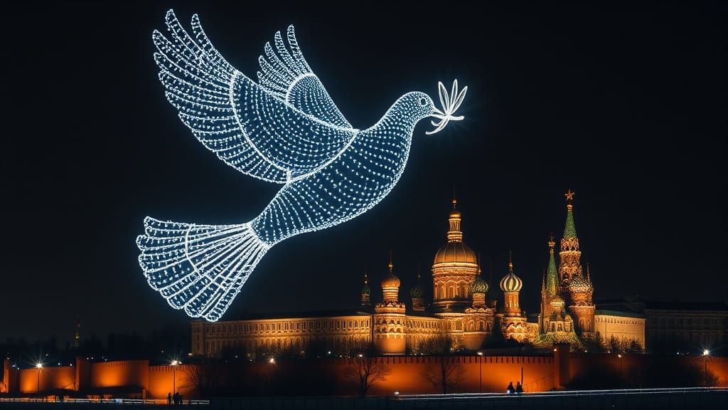 Dove of Peace: Drone Light Art Over Moscow