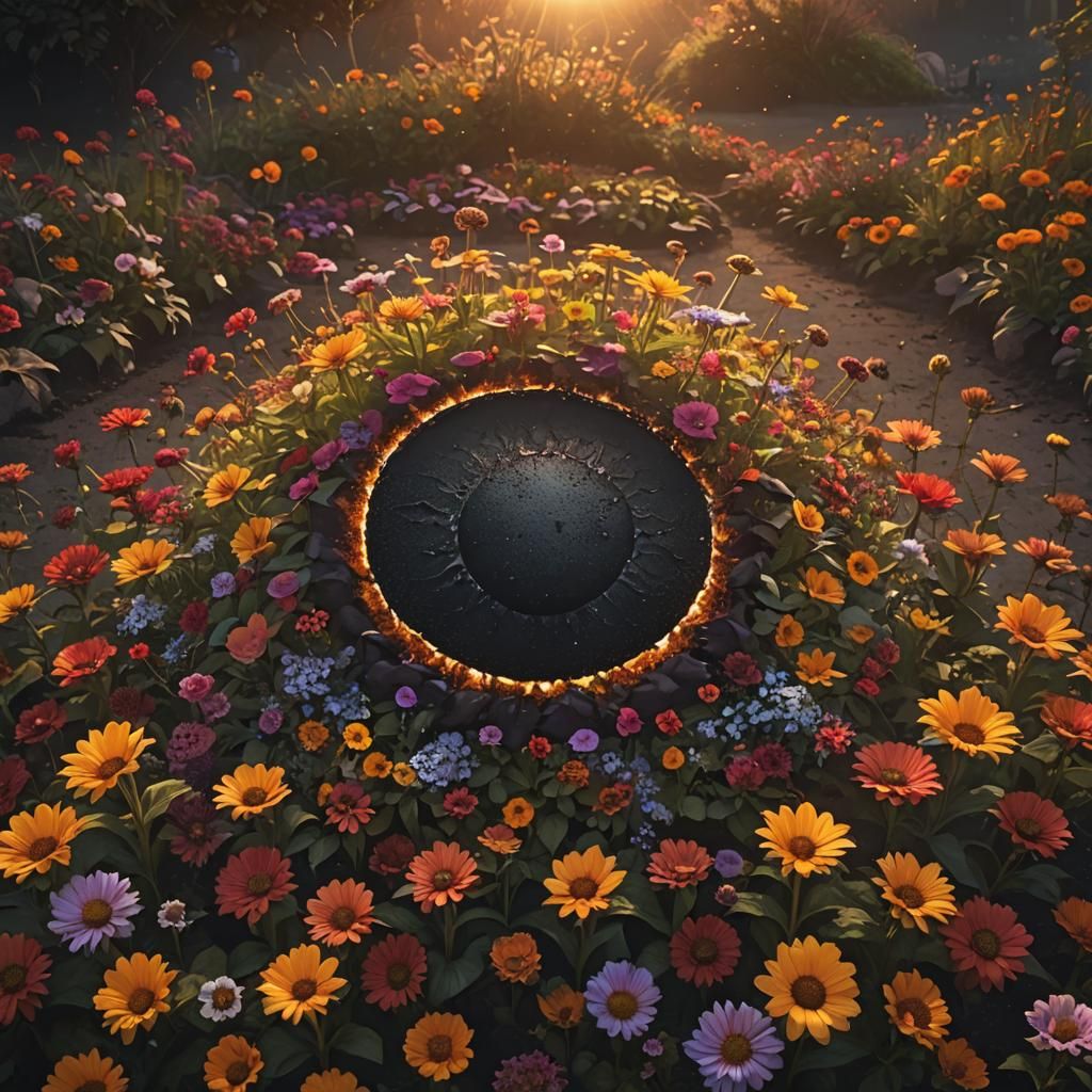 Giant Flowerbed Under Mystical Black Sun