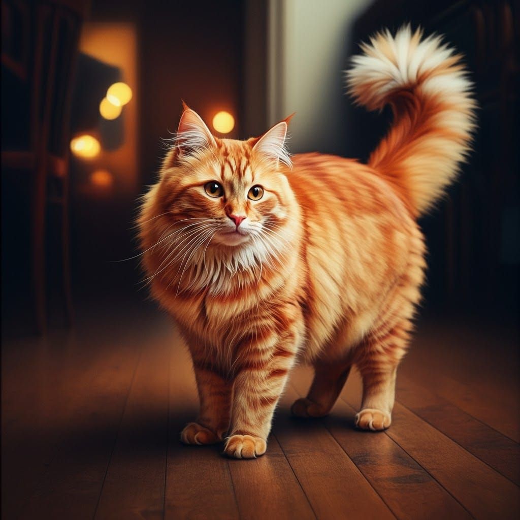 Majestic Orange Cat in Dreamy, Whimsical Style