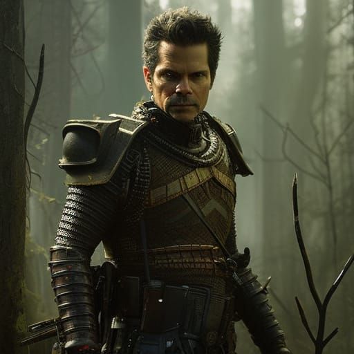 Armored Figure in Post-Apocalyptic Landscape: Digital Art