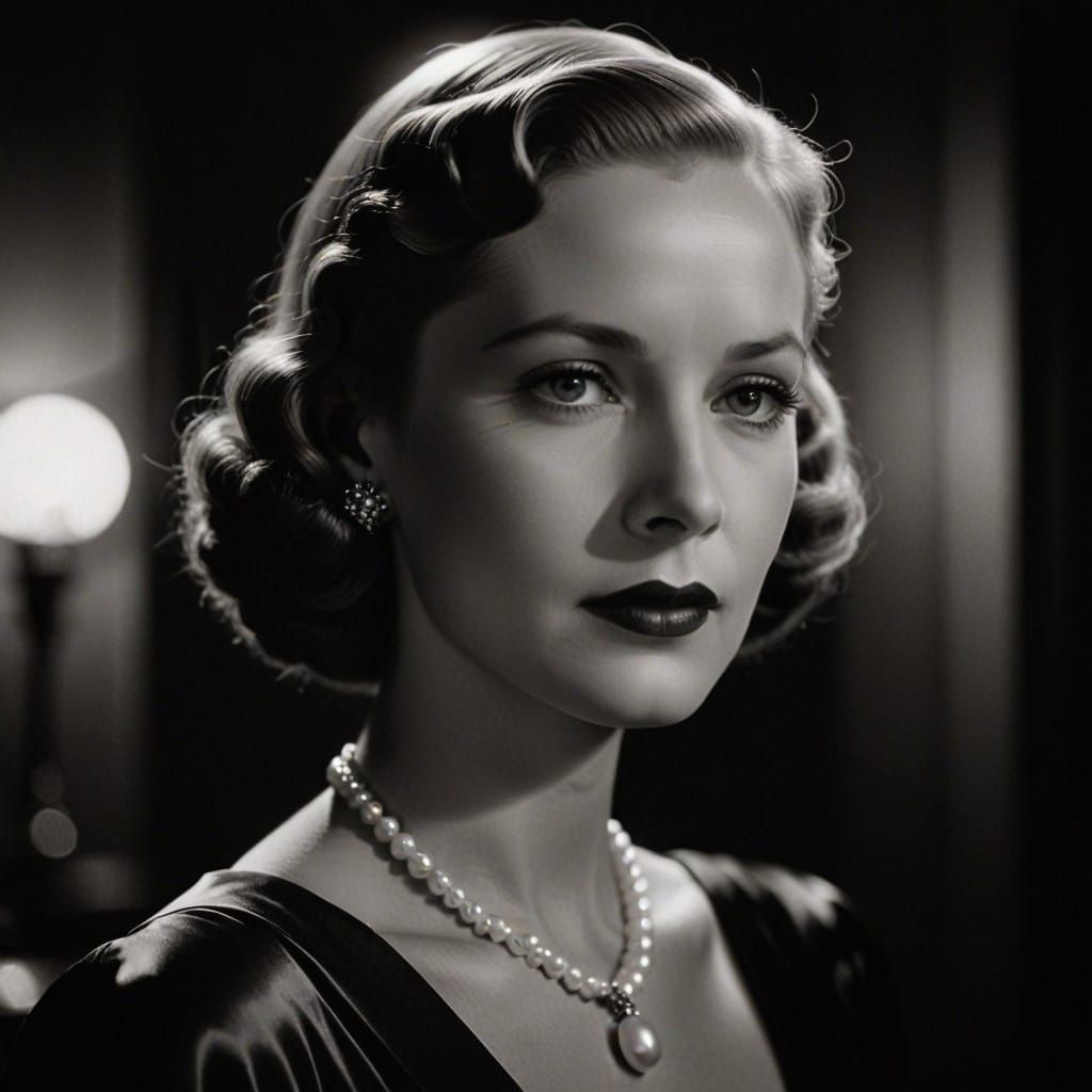 Elegant 1930s Hollywood Portrait in Photorealistic Style