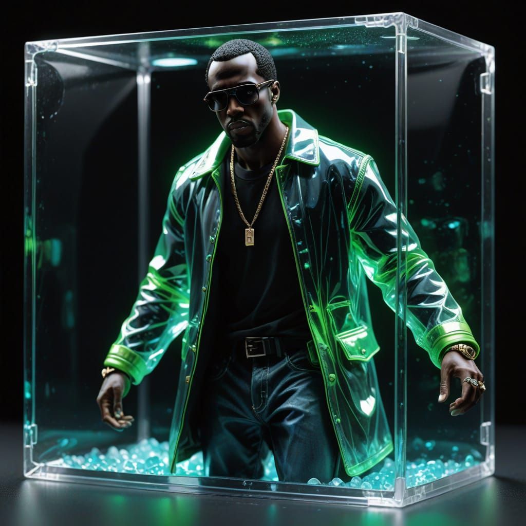 P Diddy in a Transparent Action Figure Box