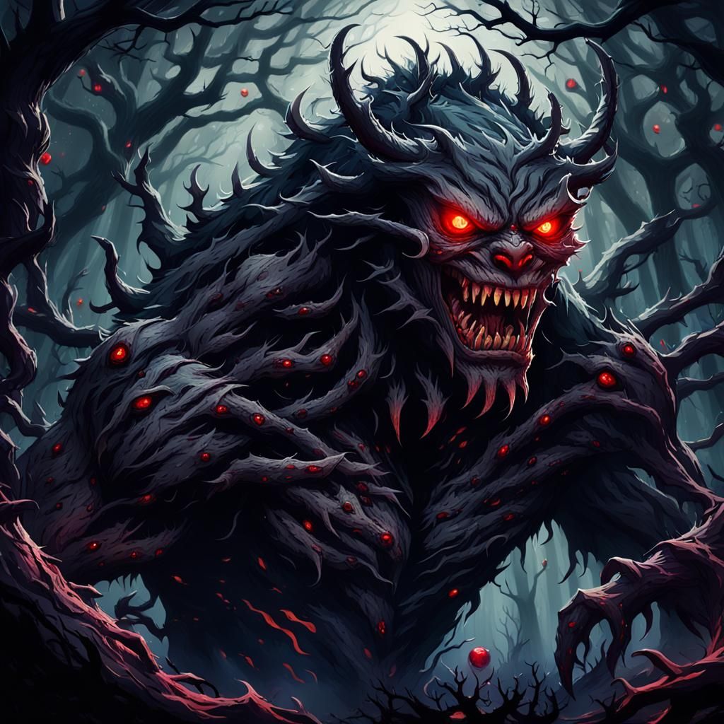 Dark Fantasy Beast Possessed in Haunted Forest