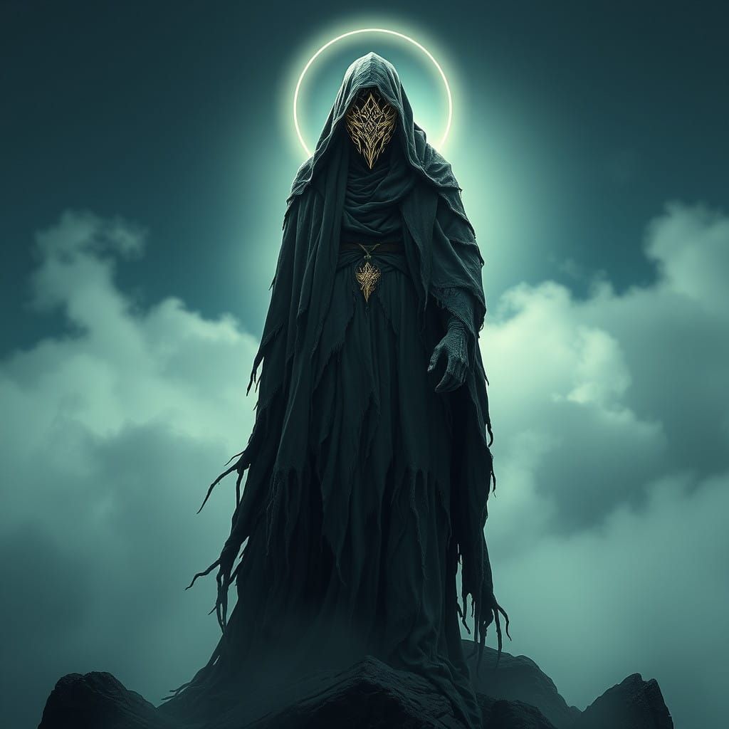 Mysterious Figure in Ethereal Landscape