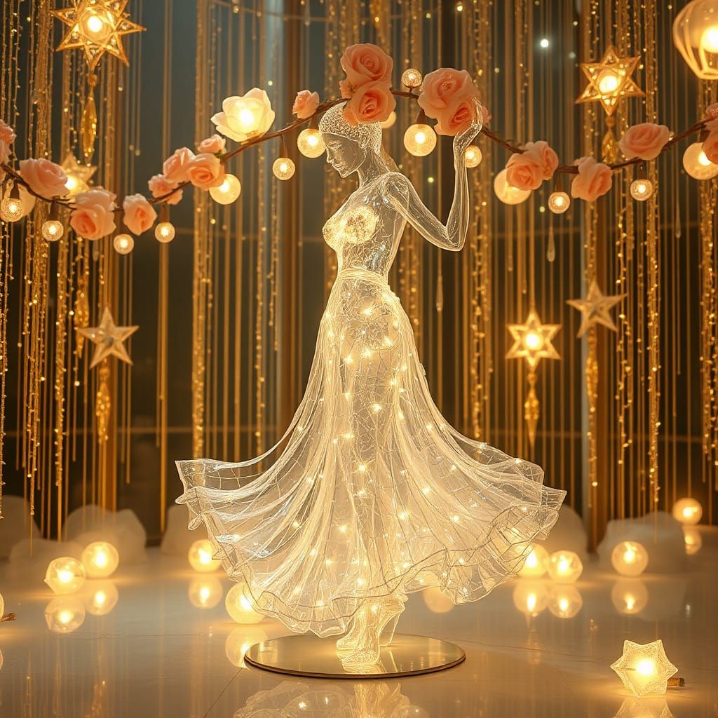 Ethereal Crystal Figurine in Dreamlike Dance