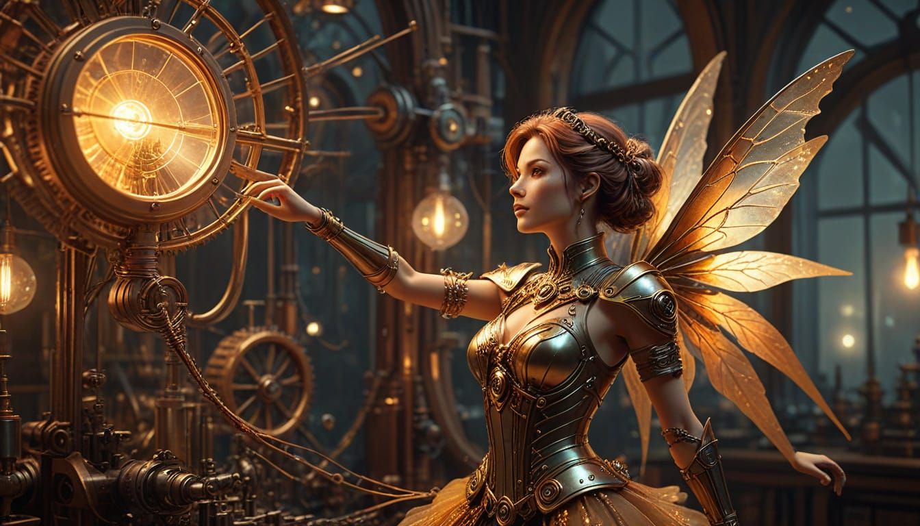 Golden Steampunk Inventor Conjures Sci-Fi Wonder