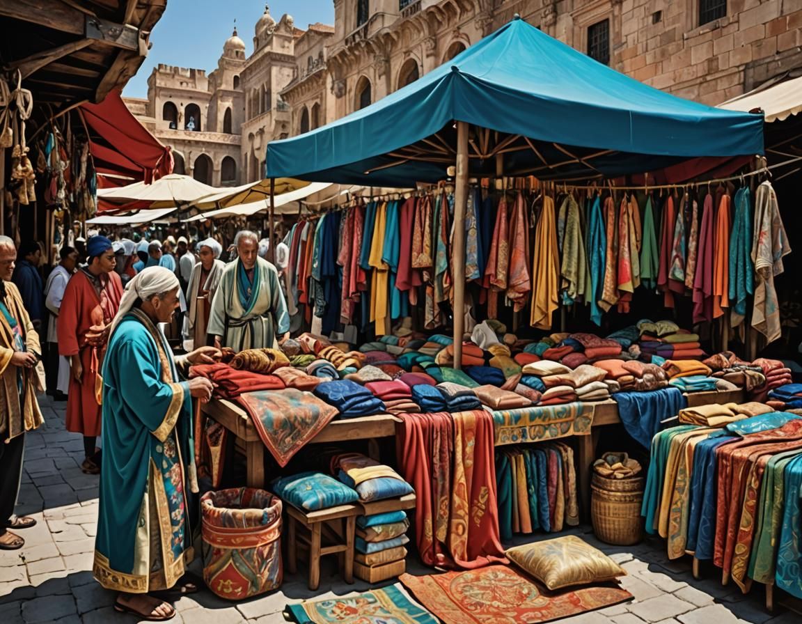 Atlantis Market: Shimmering Fabrics and Luxurious Textiles
