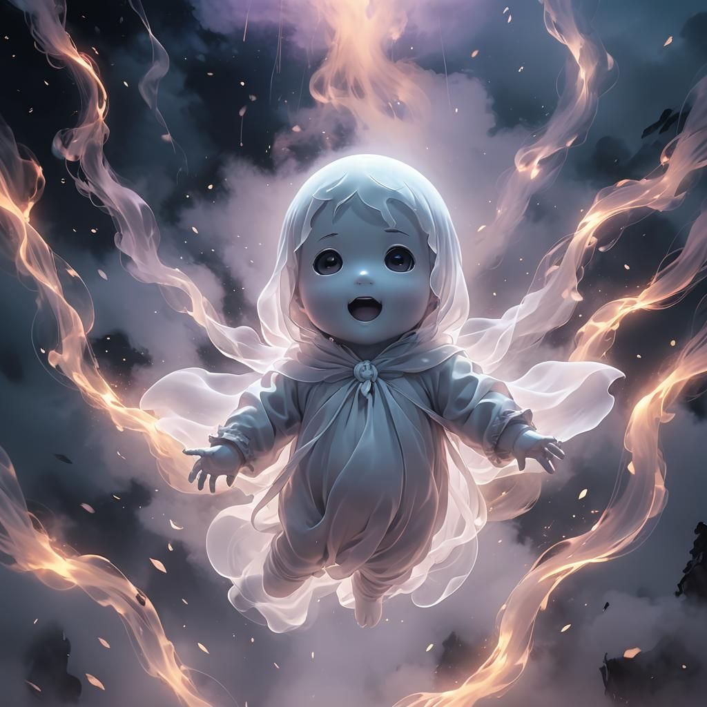 Ethereal Baby Ghost in Anime Style