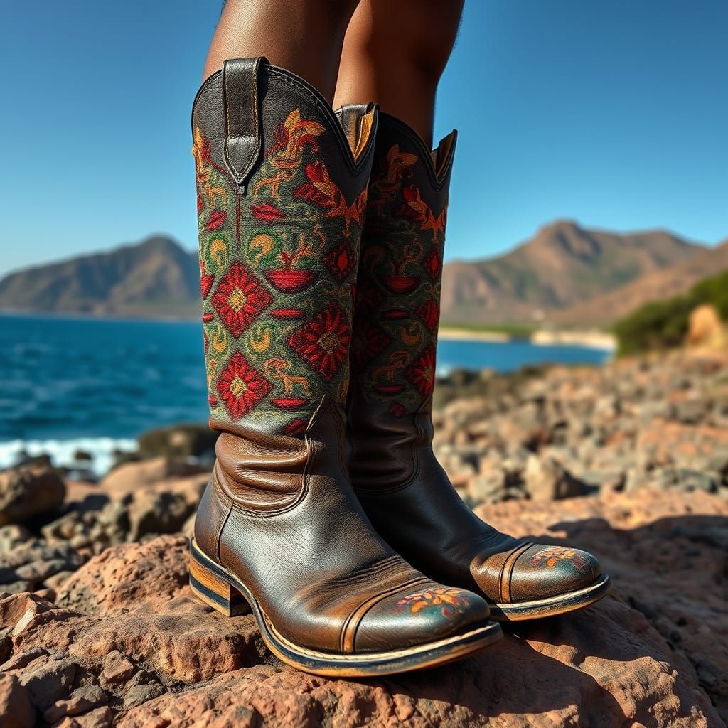 Cape Verde Leather Boots Amidst Arid Landscapes