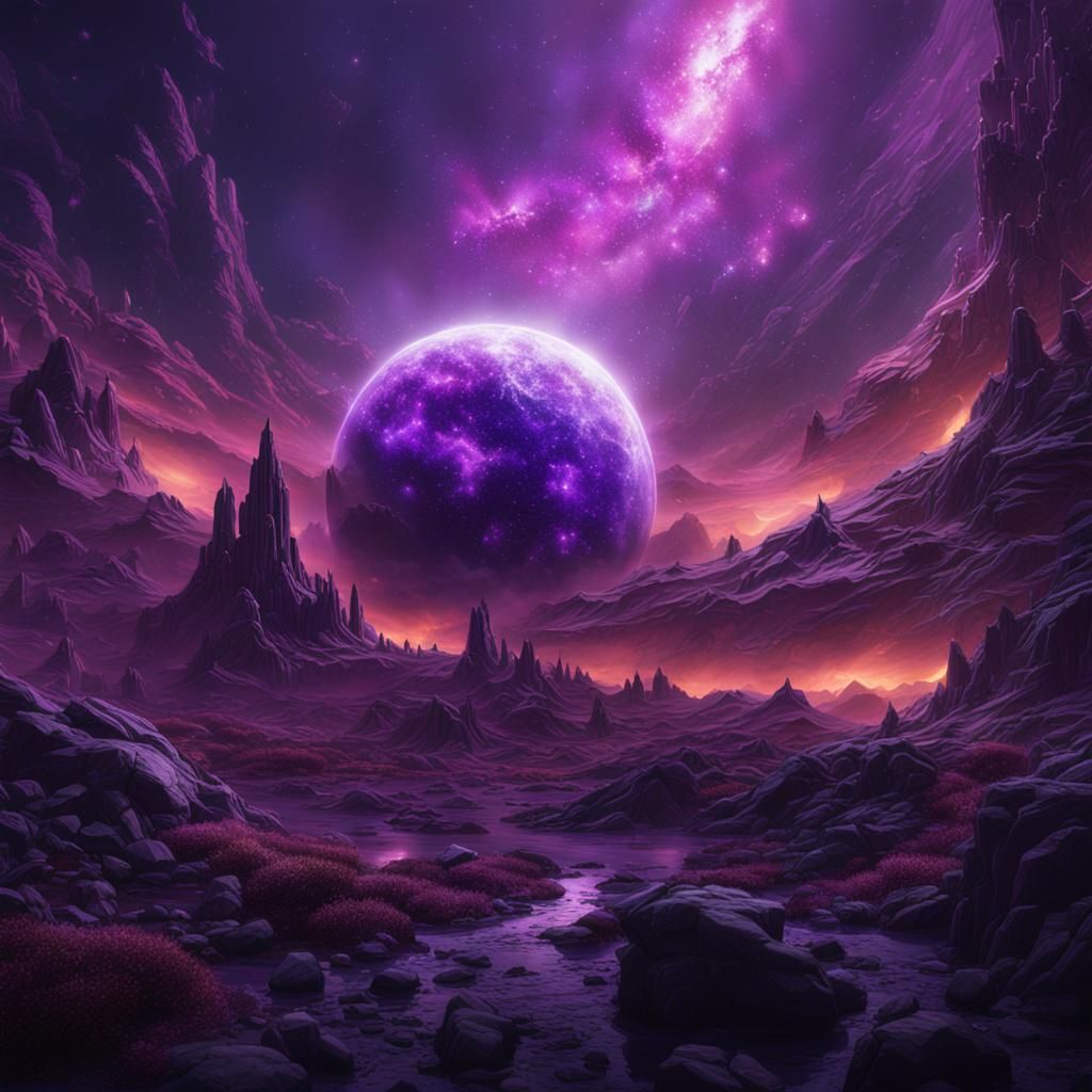 Detailed Purple Supernova Fantasy Concept Art