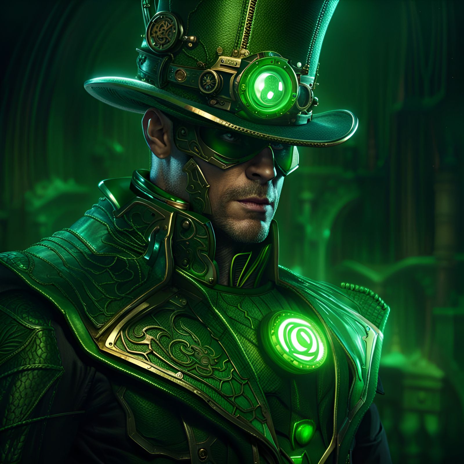 Steampunk Green Lantern in Dark Fantasy Art Style