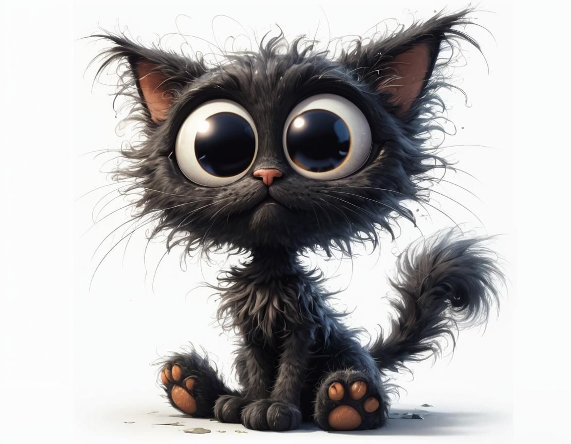 Cute Orange Cartoon Cat with Big Eyes