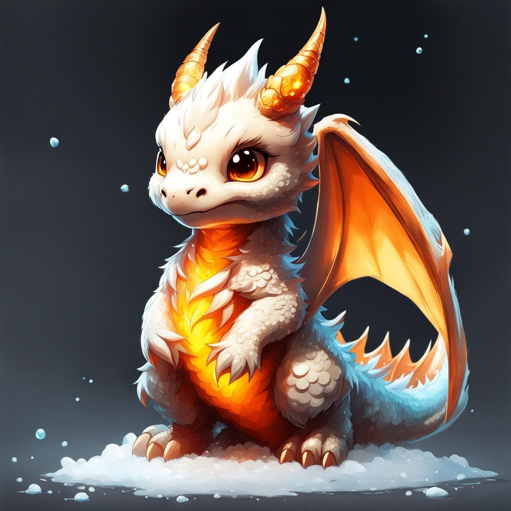 Chibi Dragon of Ice and Fire Digital Art