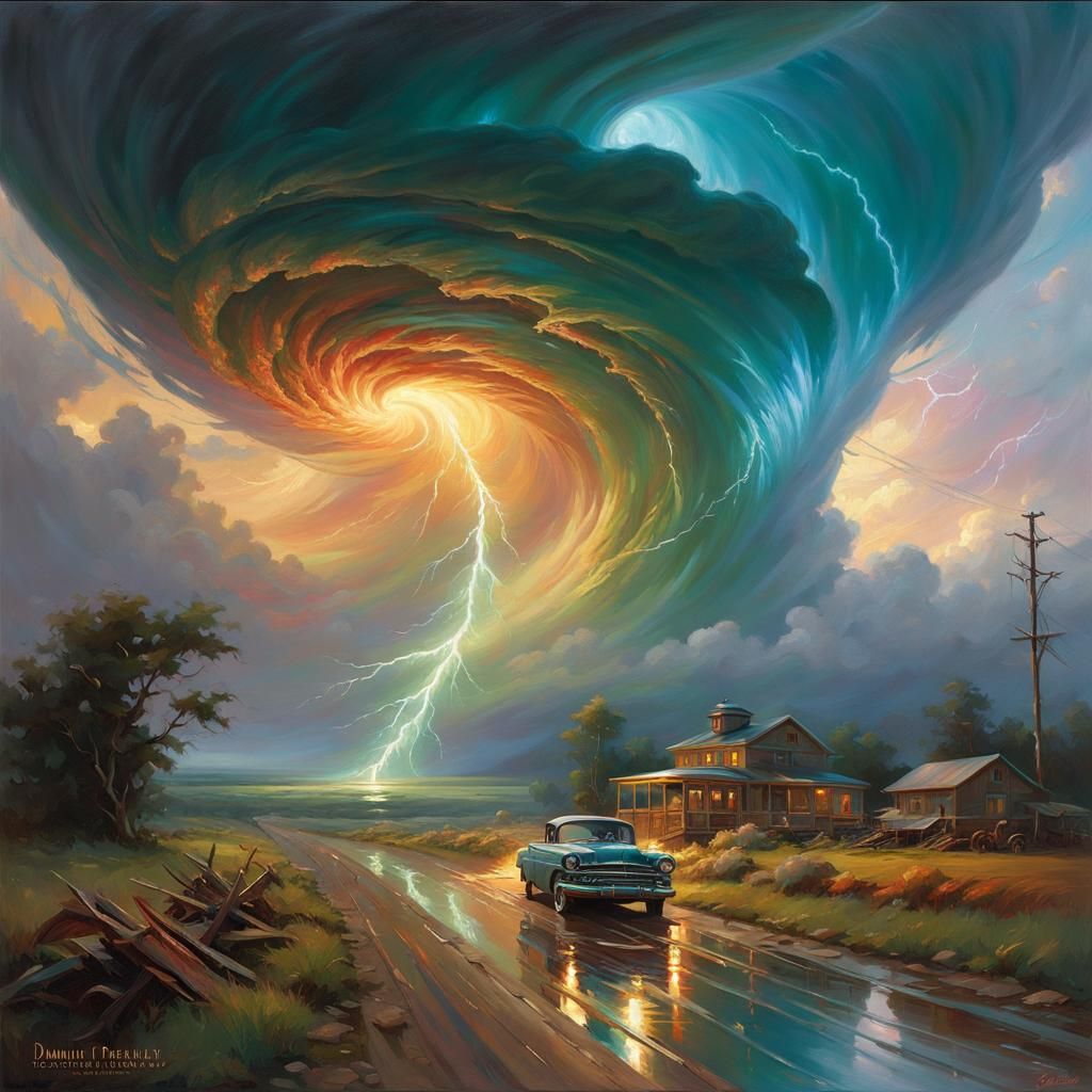 Iridescent Landscape of Apocalyptic Storms