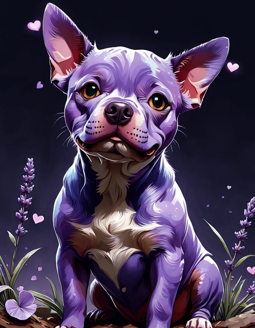 Lavender Valentine's Day Staffy Bull Pit Mix in Digital Pain...