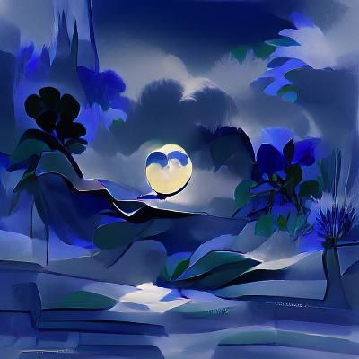 Peaceful Moonlight Night Scene
