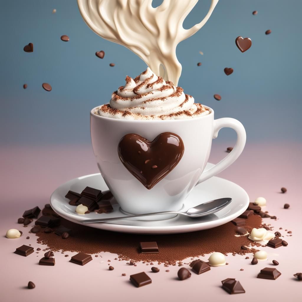 Victorian Cappuccino with Chocolate Heart, Splash Art