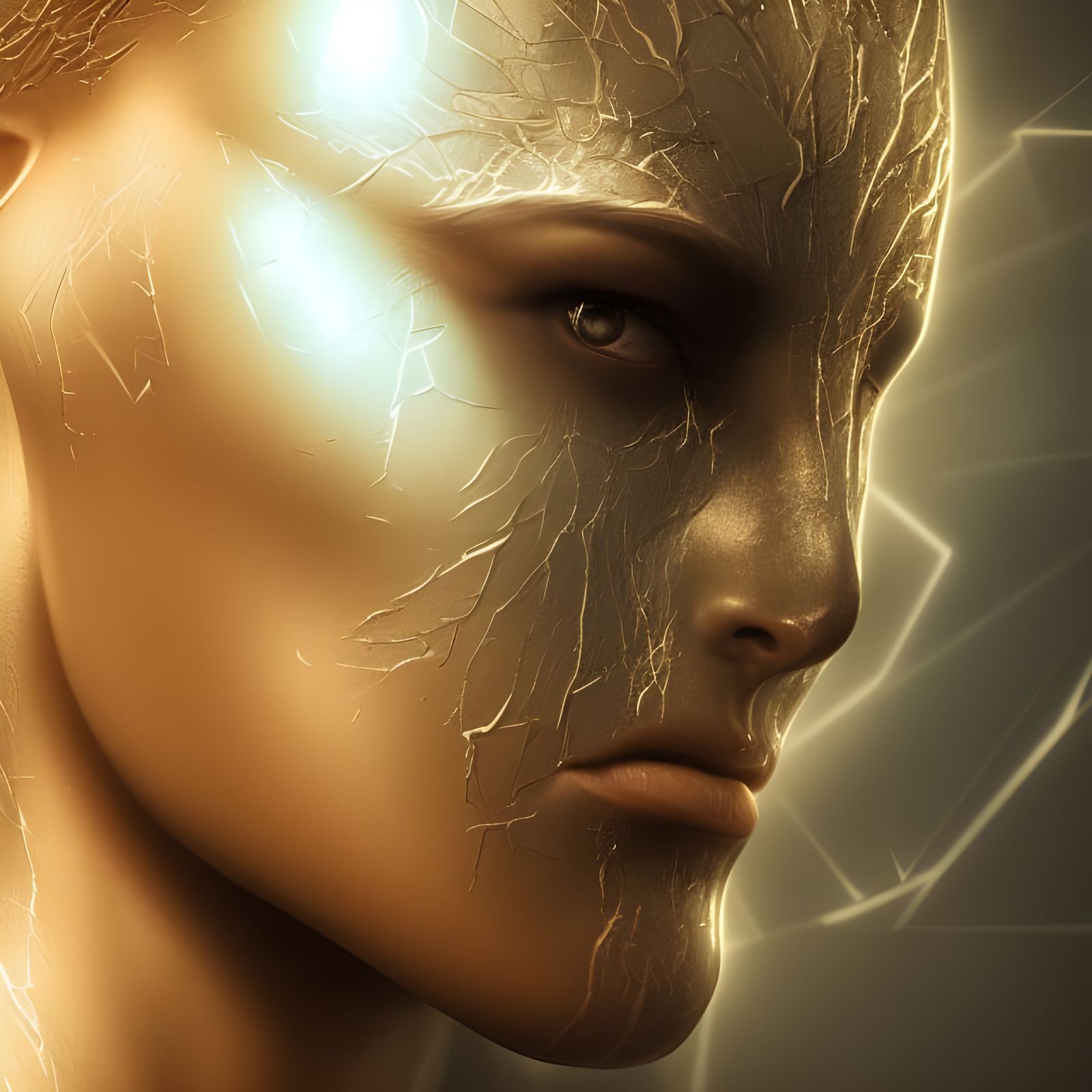 Luminous Superhero Portrait in White and Silver Suit