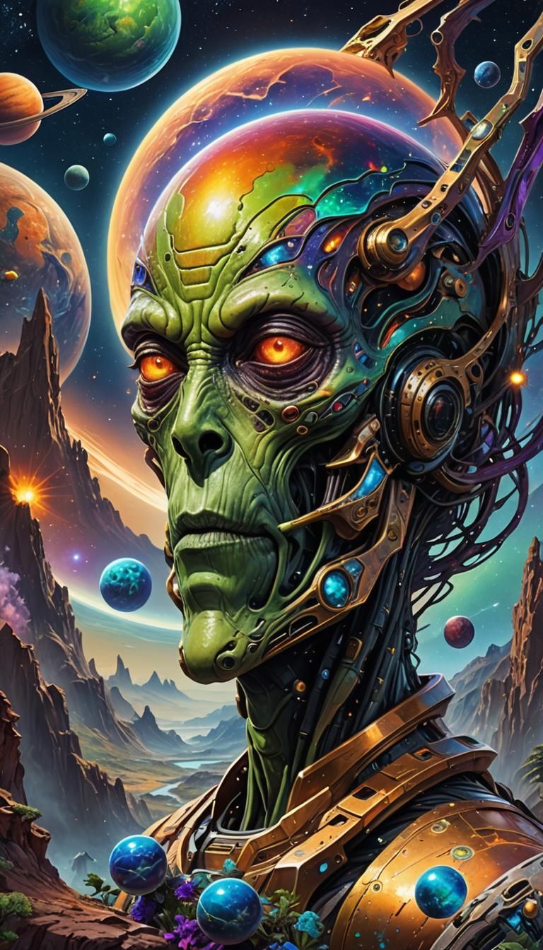 Cosmic Alien Landscape: A Sci-Fi Fantasy Illustration