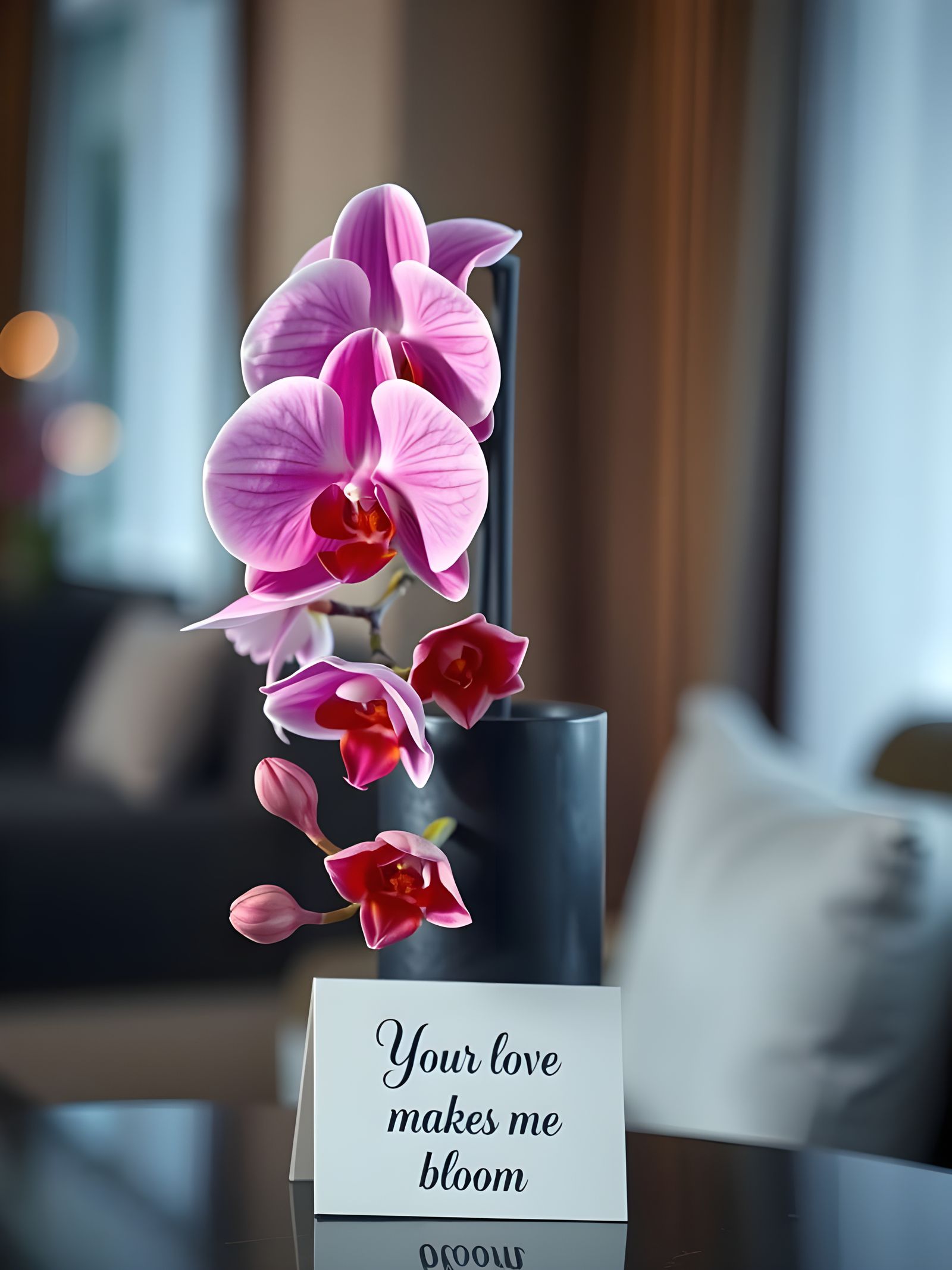 Sensual Orchid Bloom in Elegant Vase