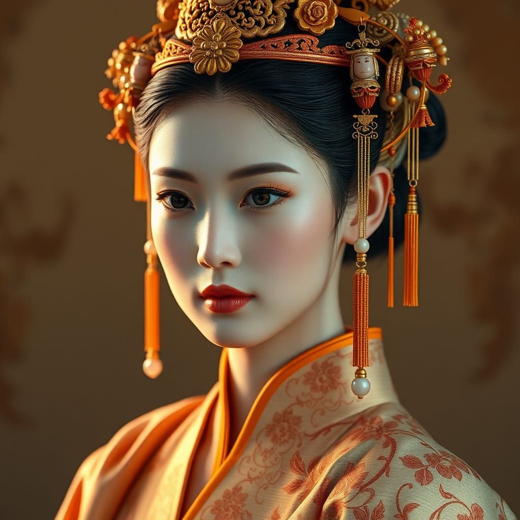 Chinese Imperial Bride Portrait in Regal Style