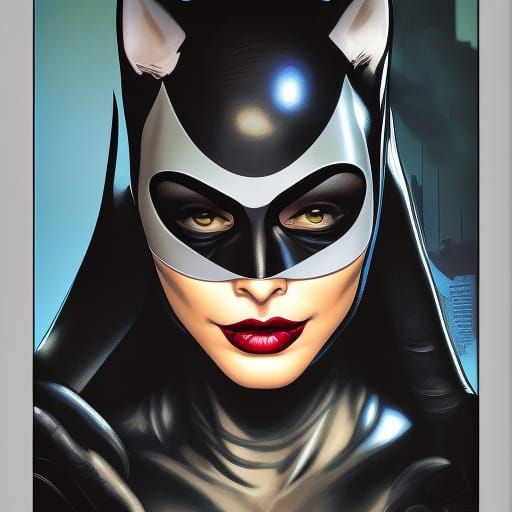 Catwoman and Batman Comic Book Portrait