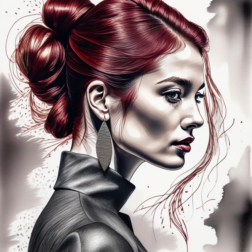Gorgeous Woman with Red Hair in Hyperrealistic Photo