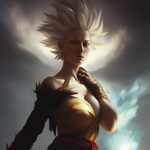 Russian Super Saiyan Woman in Caravaggio Style