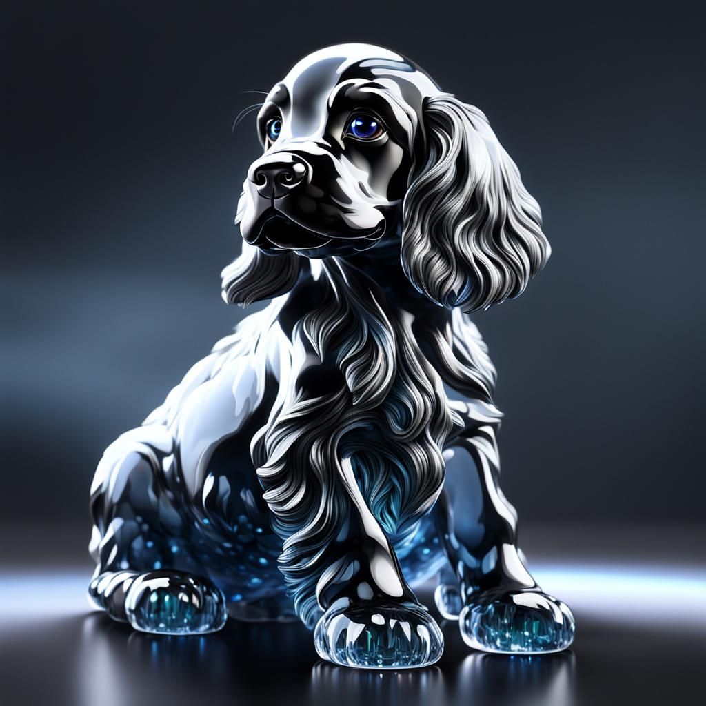 Crystal English Cocker Spaniel Puppy: Hyperrealistic Macro