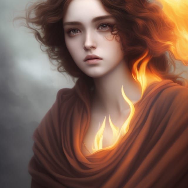 Goddess Hestia Portrait in Studio Ghibli Style