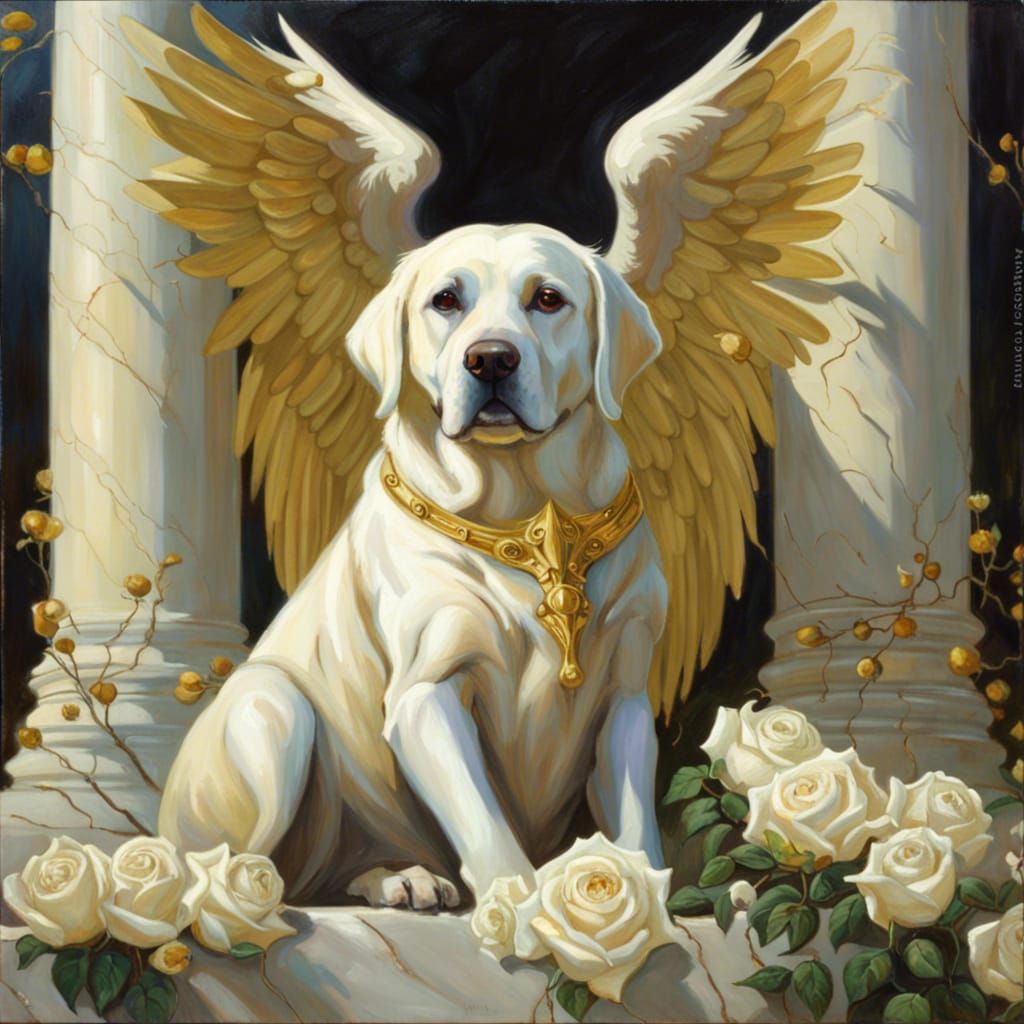 Gothic Dark Fantasy Labradors with Angel Wings