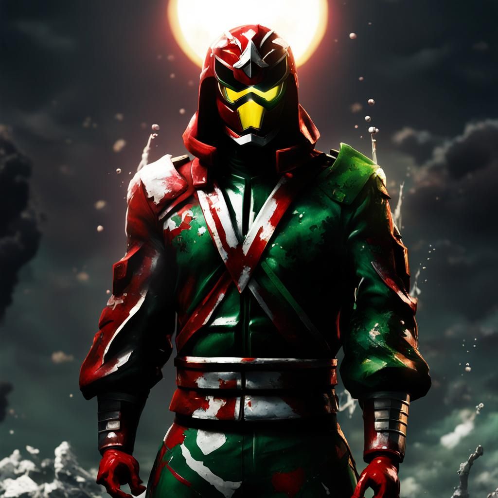 Green Tokusatsu Hero in Sci-Fi Street Art