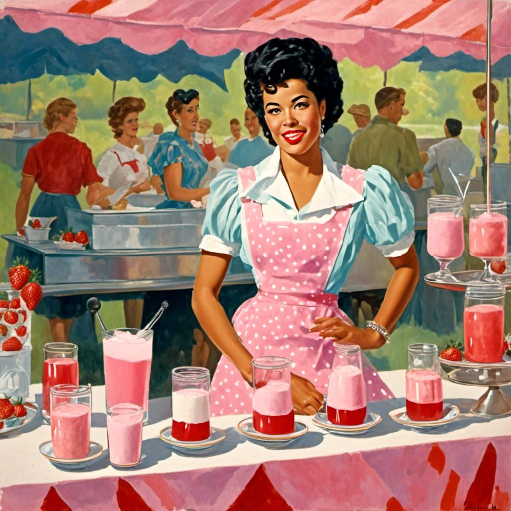 Kelis Lookalike at 1950s Bake Sale, Oil Painting