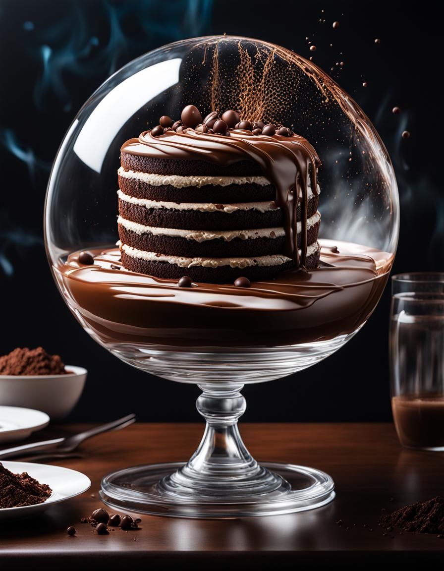 Delicious Chocolate Cake Surreal Splash Art