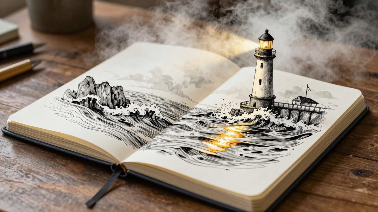 Ink Ocean Escapes Sketchbook in Painterly Realism