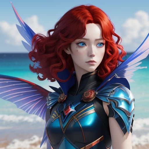 Anime Vampire with Fae Wings in Golden Hour