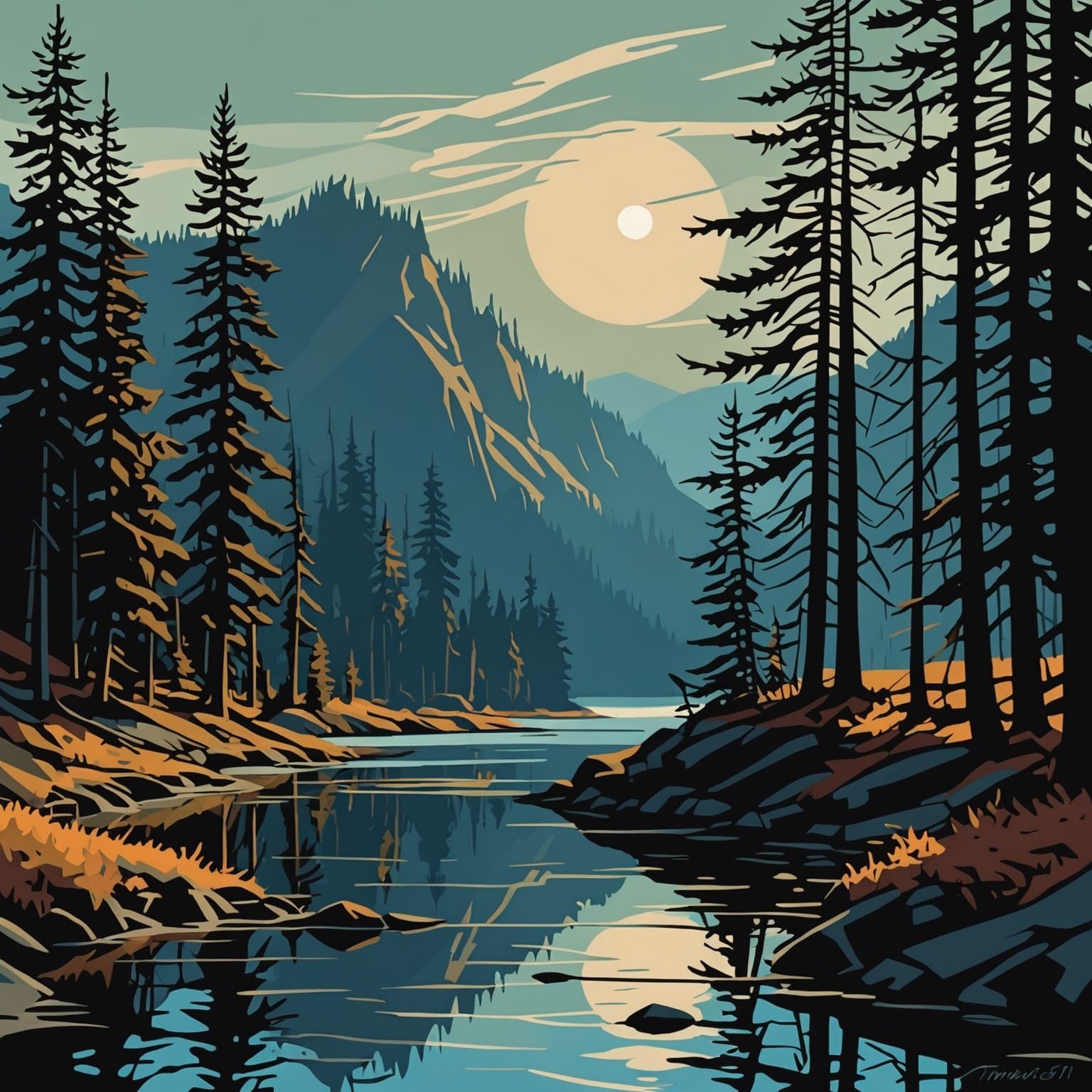 Grimdark Landscape Painting in Thomson Style