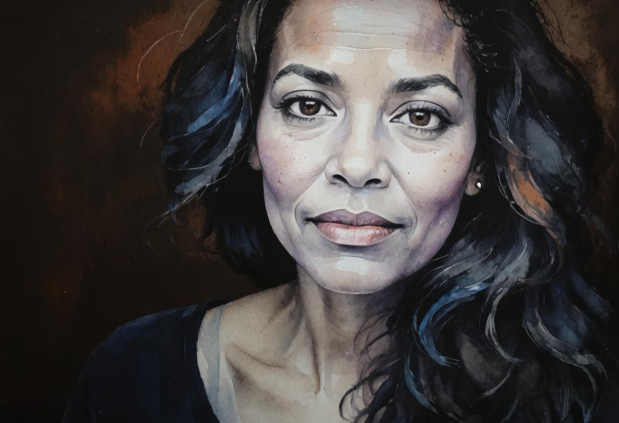 Watercolour Portrait of a Mixed-Race British Woman