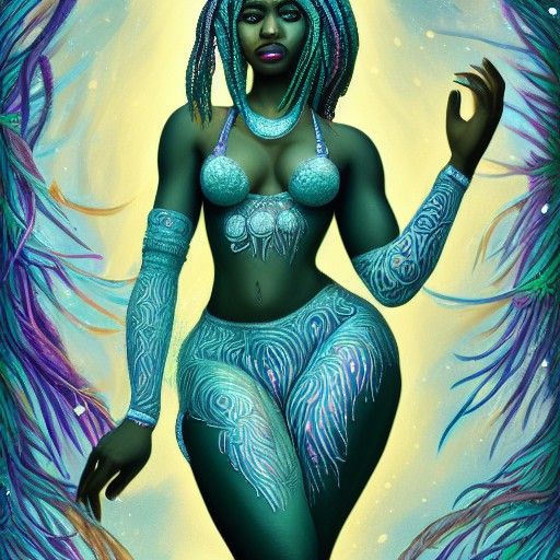 Yemaya: Yoruba Mermaid Goddess in Seapunk Style