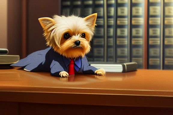 Yorkie Lawyer in Studio Ghibli Style