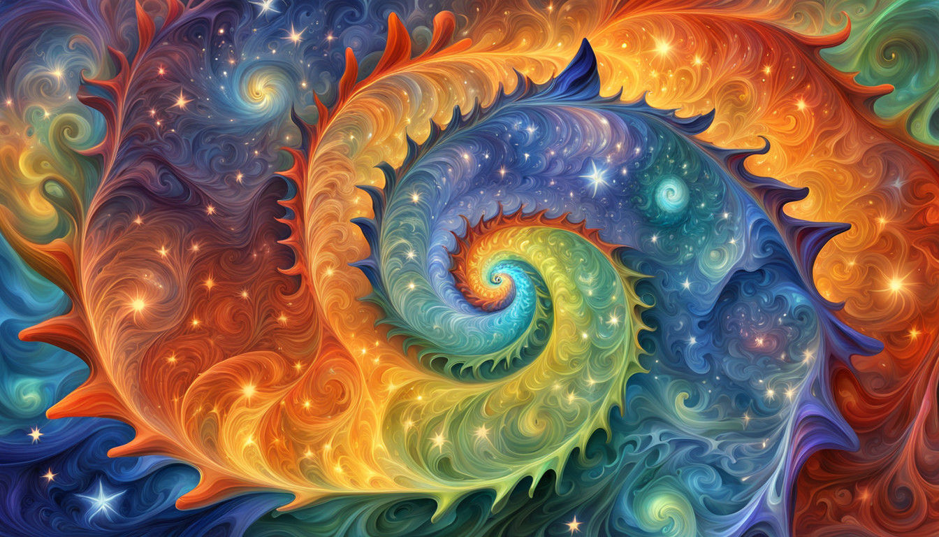 Celestial Star Clusters in Iridescent Cosmic Vortex