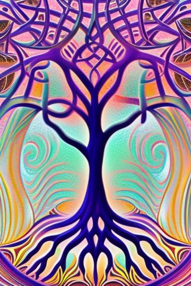 Tree of Life: Fractal Bloom in Art Deco Style